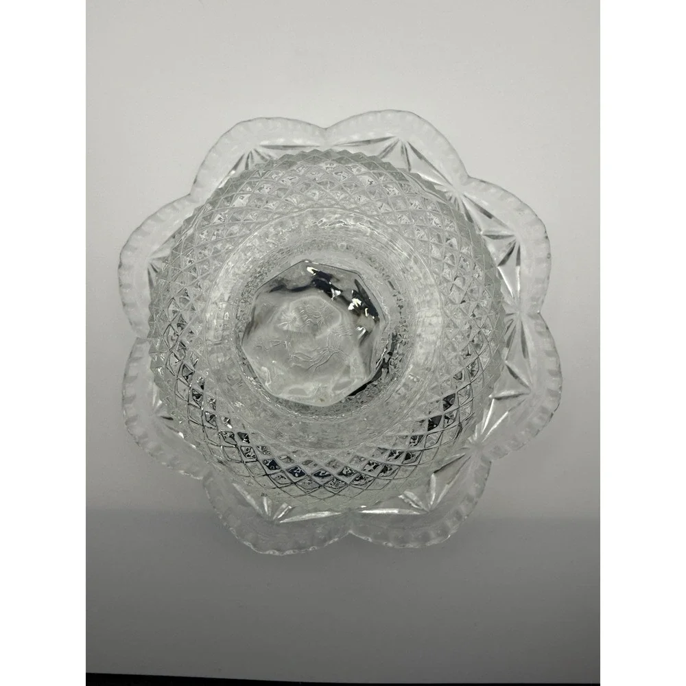 VTG 1973-74 Avon Butter Dish Cheese Ball w/Dome Lid Diamond Pattern Clear Glass